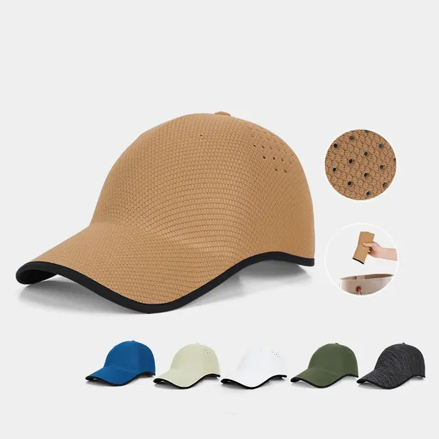 Tan Huanji HJ-BG-6237 cap with a textured crown and black peak edging