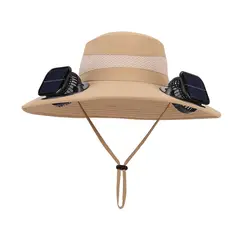 HJ-BG-9270 9270 - Khaki(12 cm wide-brim double-fan style)